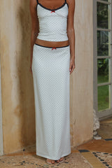 GEORGINA LOW WAIST MAXI SKIRT - IVORY/BLACK POLKA