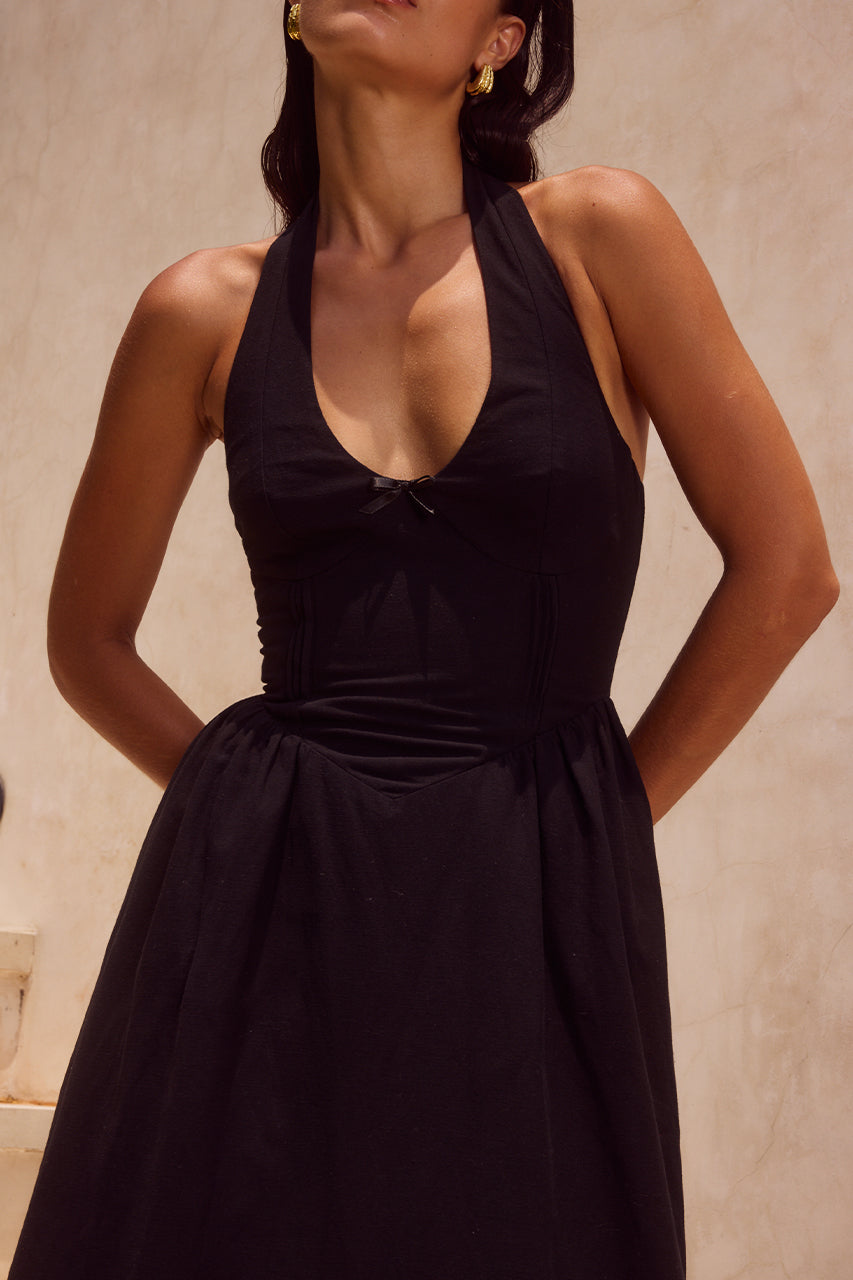 HENRIETTA MIDI DRESS - BLACK