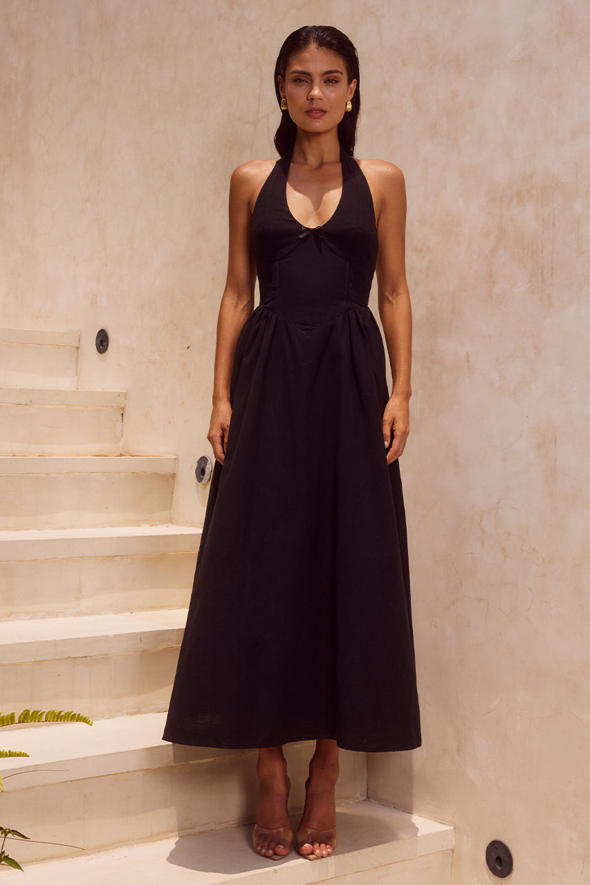 HENRIETTA MIDI DRESS - BLACK