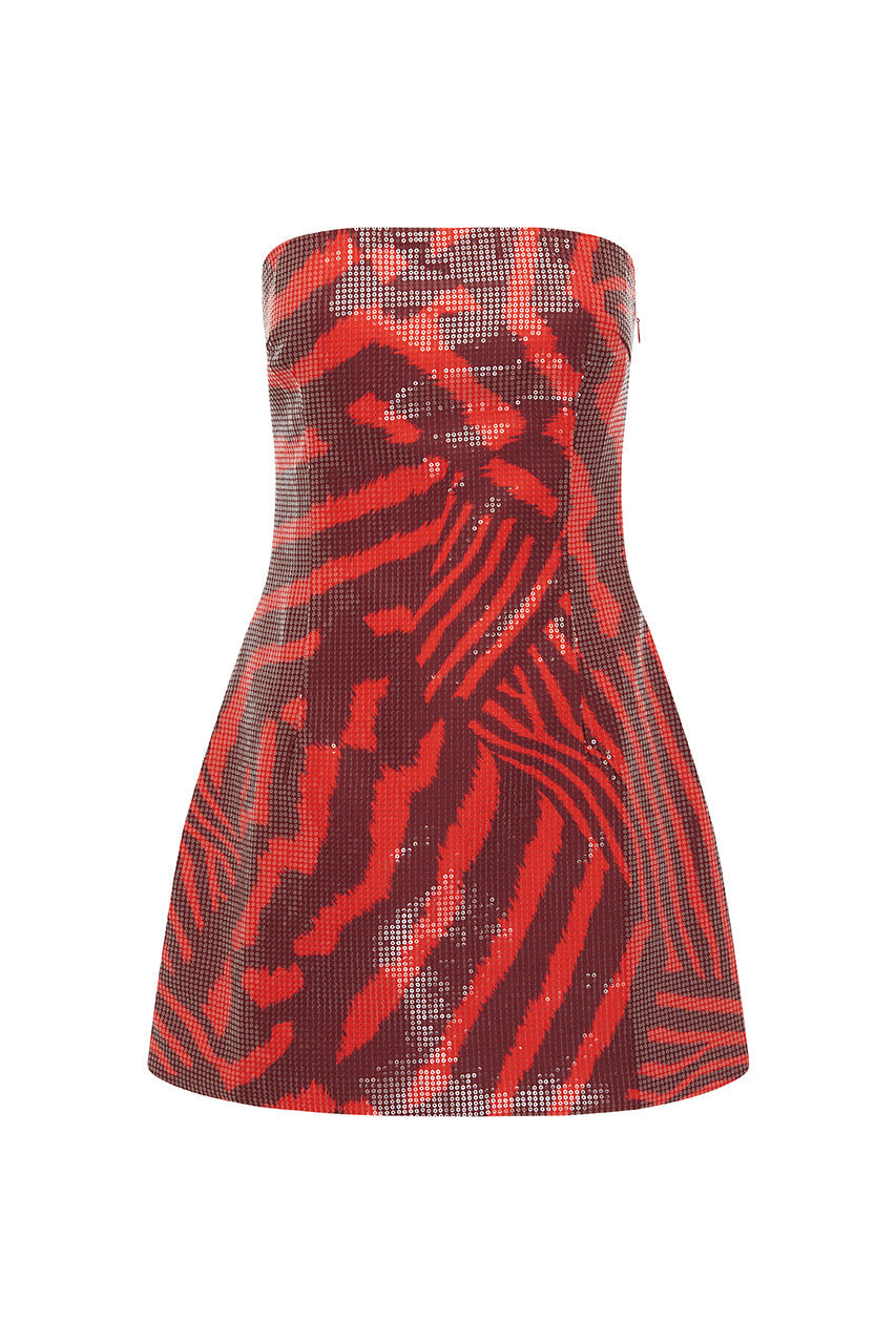 IBIZA STRAPLESS SEQUIN MINI DRESS - NOAH CHERRY