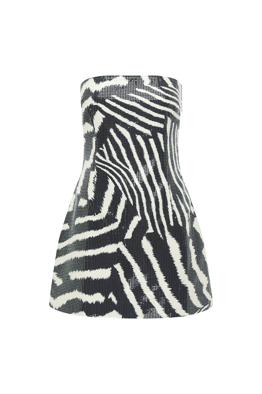 IBIZA STRAPLESS SEQUIN MINI DRESS - NOAH BLACK