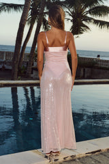 ILLIANA SEQUIN BODYSUIT MAXI DRESS - ROSE