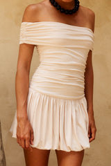 IRENE OFF SHOULDER MINI DRESS - CREAM