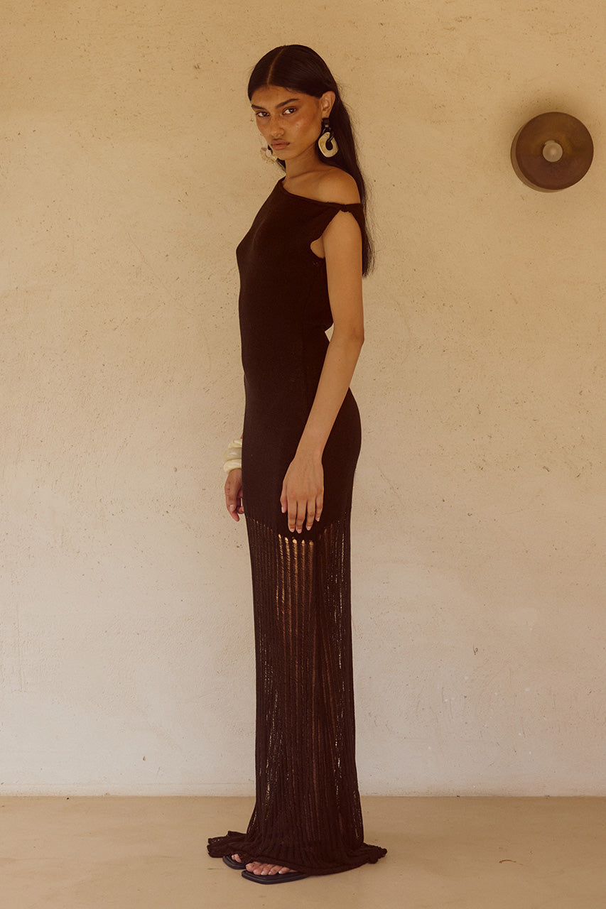 JACQUES KNIT MAXI DRESS - CHOCOLATE