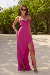 JIONNI RUFFLE MAXI DRESS - BERRY