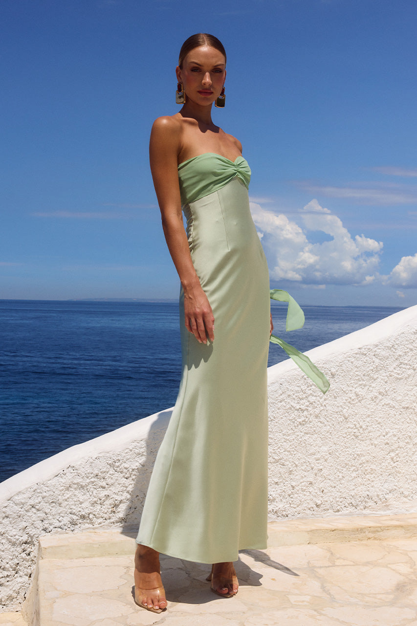 KADIE OFF SHOULDER MAXI DRESS - KEY LIME
