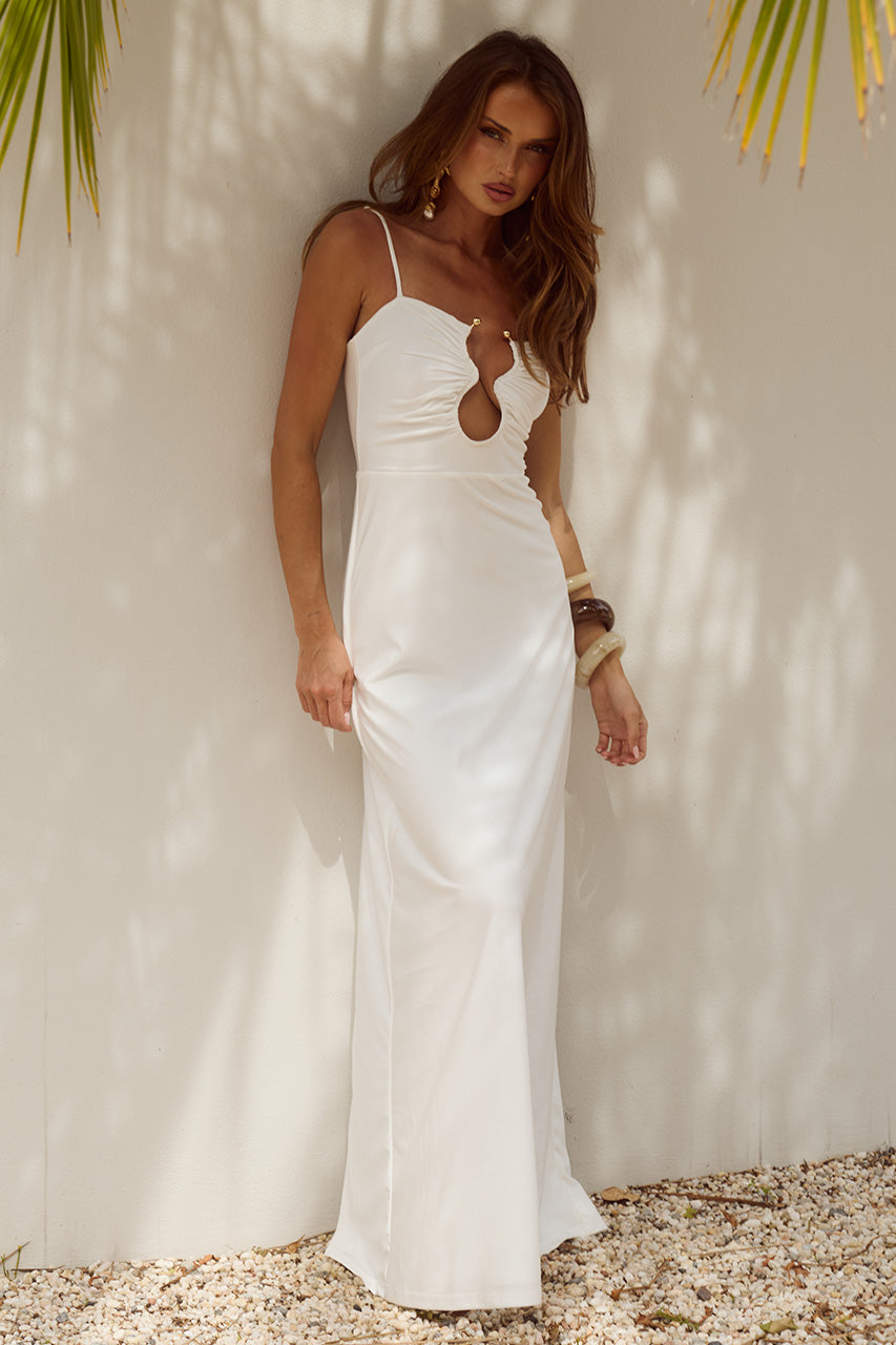 KALENA PLUNGE MAXI DRESS - WHITE
