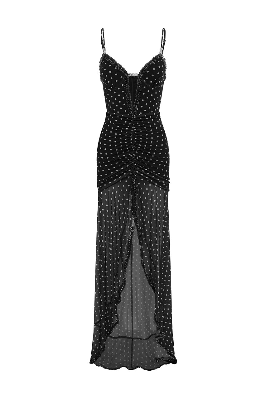 KIATA MAXI DRESS - BLACK POLKA