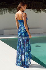 KIATA RUFFLE MAXI DRESS - ELIANA BLUE