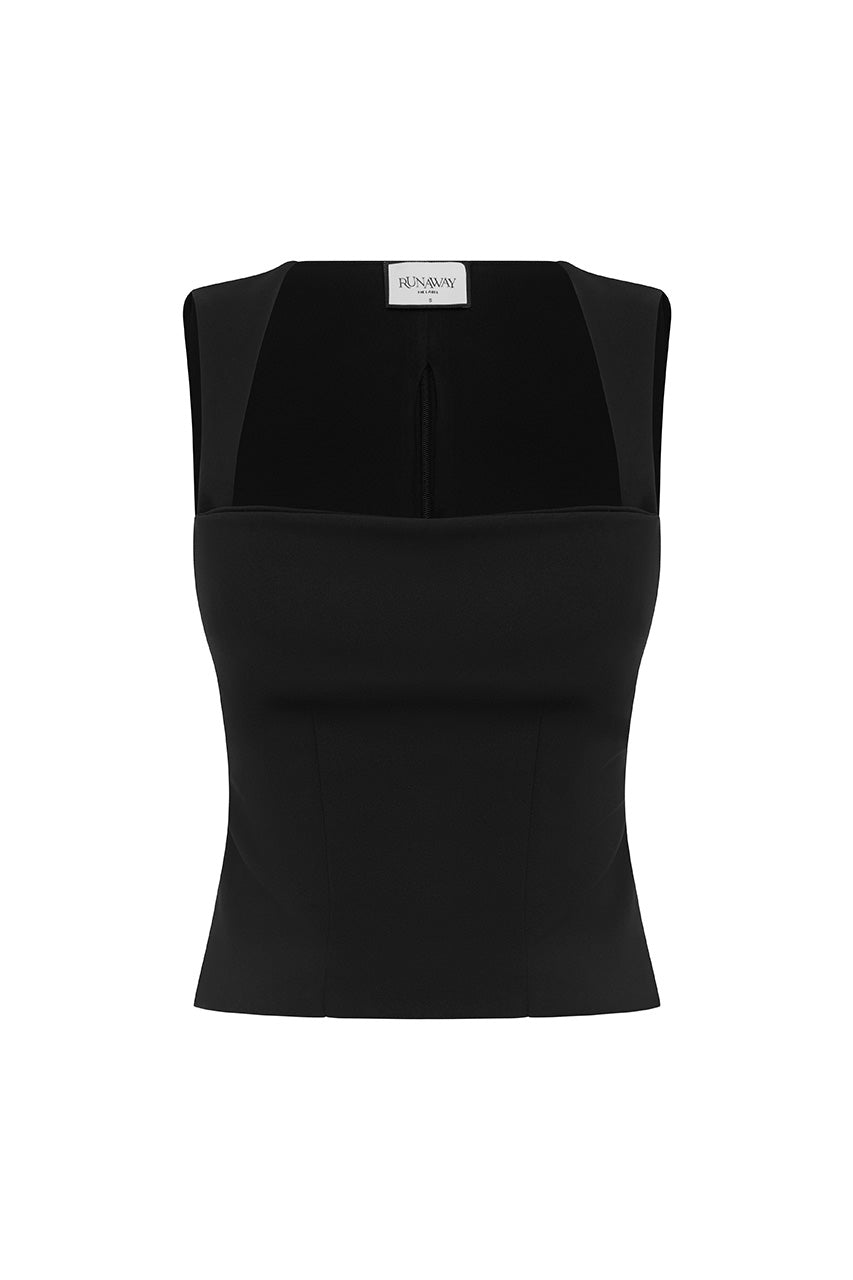 KODY SQUARE NECK TOP - BLACK