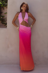 LUMIA HALTER CUTOUT MAXI DRESS - TROPICALE OMBRE