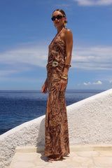 MABELLA HALTER MAXI DRESS - MENDEZ BROWN