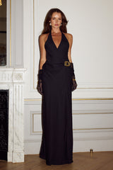 MABELLA HALTER MAXI DRESS - BLACK