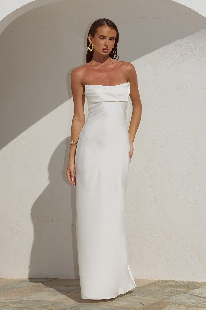 MADELEINE STRAPLESS MAXI DRESS - PEARL
