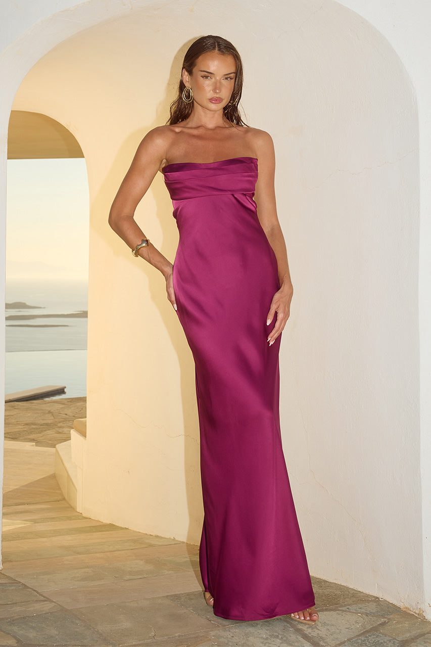 MADELEINE STRAPLESS MAXI DRESS - PLUM
