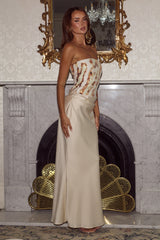 MAKENA STRAPLESS SEQUIN MAXI DRESS - CAMELLIA BEIGE