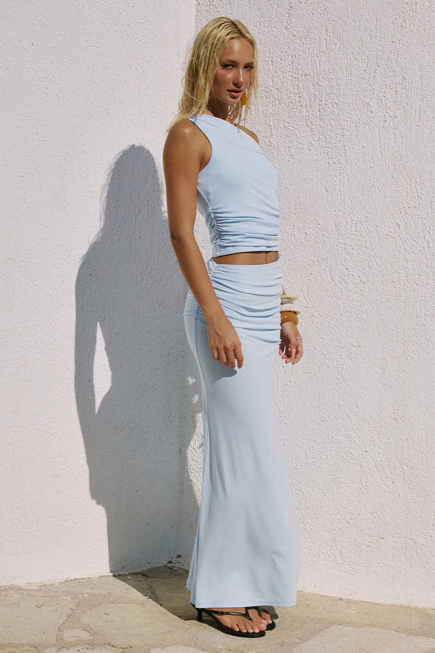 MALANI RUCHED MAXI SKIRT - BLUE