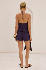 MARLOW HALTER WRAP TOP - NAVY