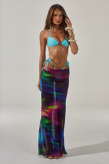 CYRUS LOW WAIST SHEER MAXI SKIRT - TUSCAN PURPLE