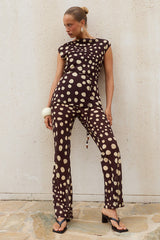 LAIA MID WAIST BOOTLEG PANT - SALMA SPOTS