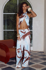 KAELI ELASTICATED PALAZZO PANT - RINA BLUE