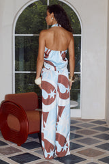 KAELI ELASTICATED PALAZZO PANT - RINA BLUE