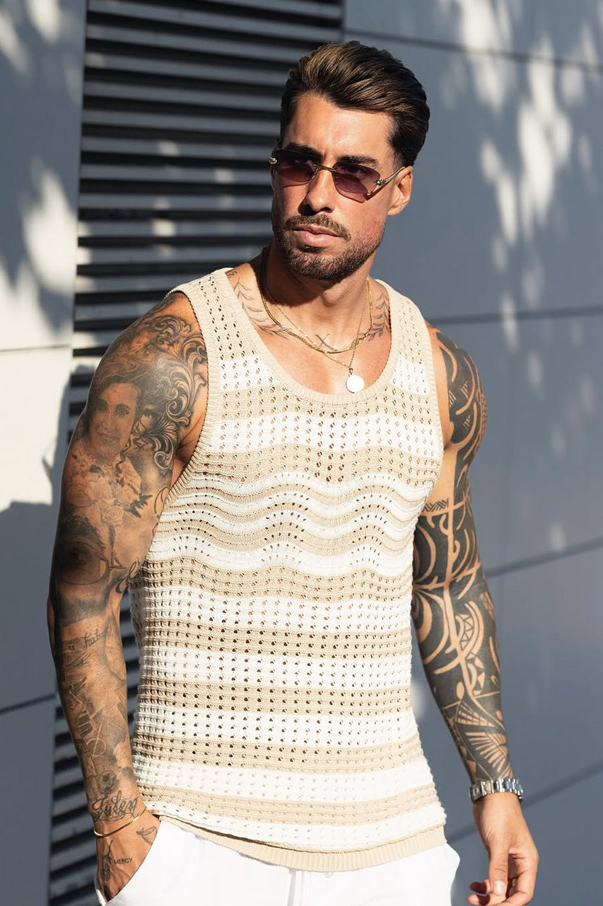 HAYES TANK - SAND/WHITE STRIPE