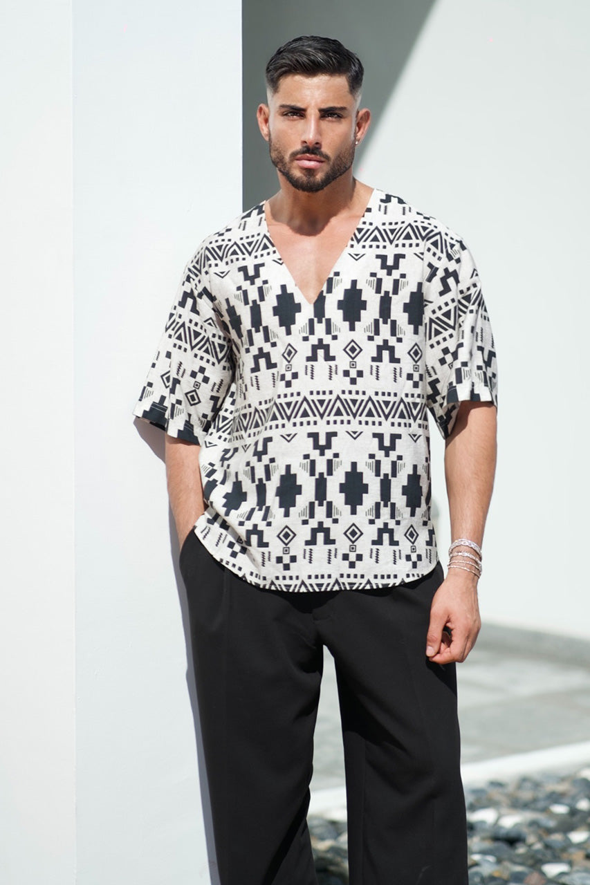 AZAR TOP - SAND/BLACK